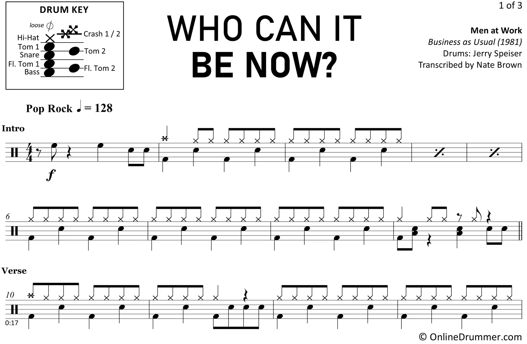 Who Can It Be Now? - Men at Work - Drum Sheet Music - Image 3