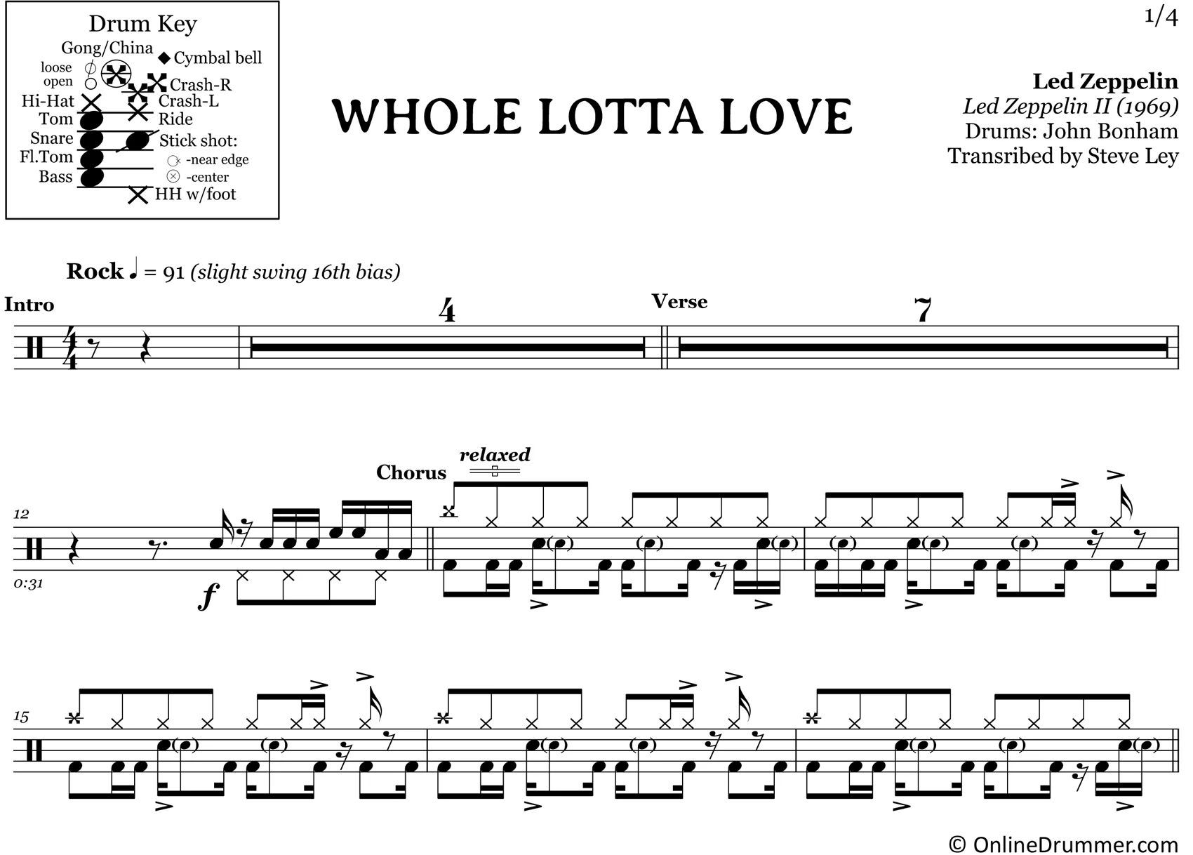 Whole Lotta Love - Led Zeppelin - Drum Sheet Music - Image 3