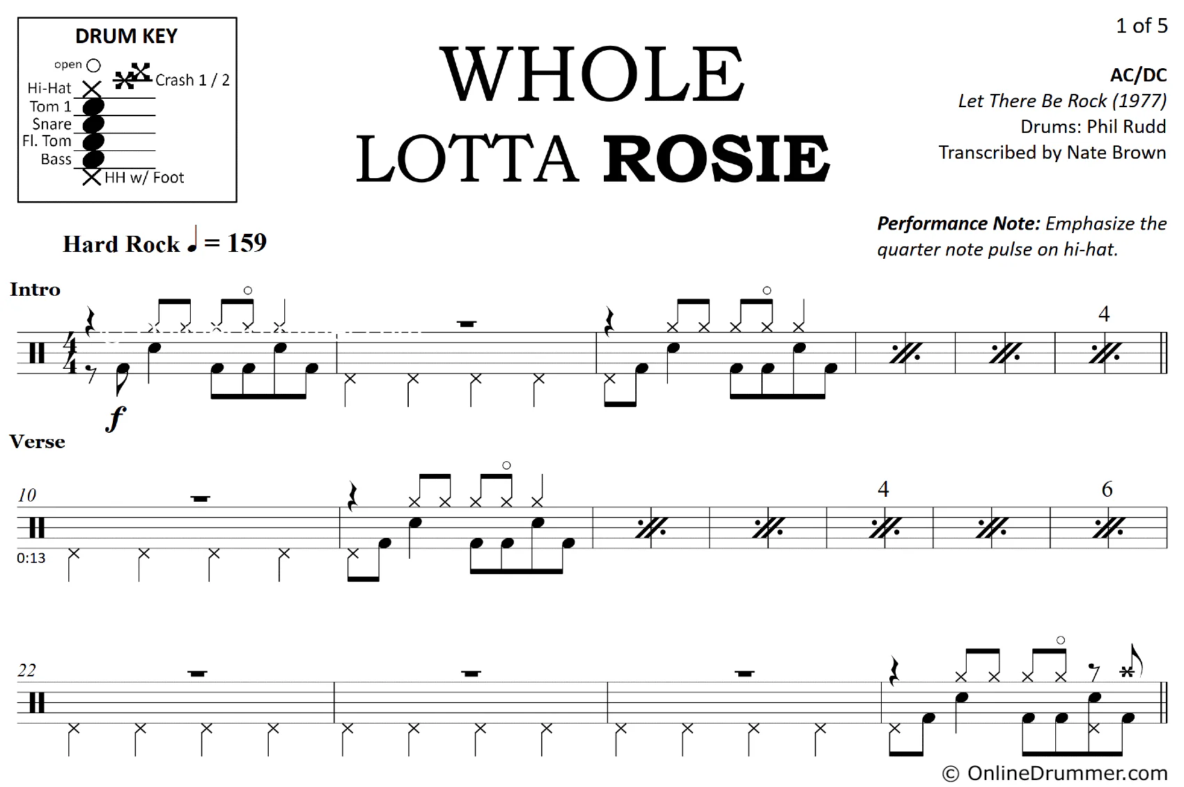 Whole Lotta Rosie - ACDC - Drum Sheet Music - Image 3