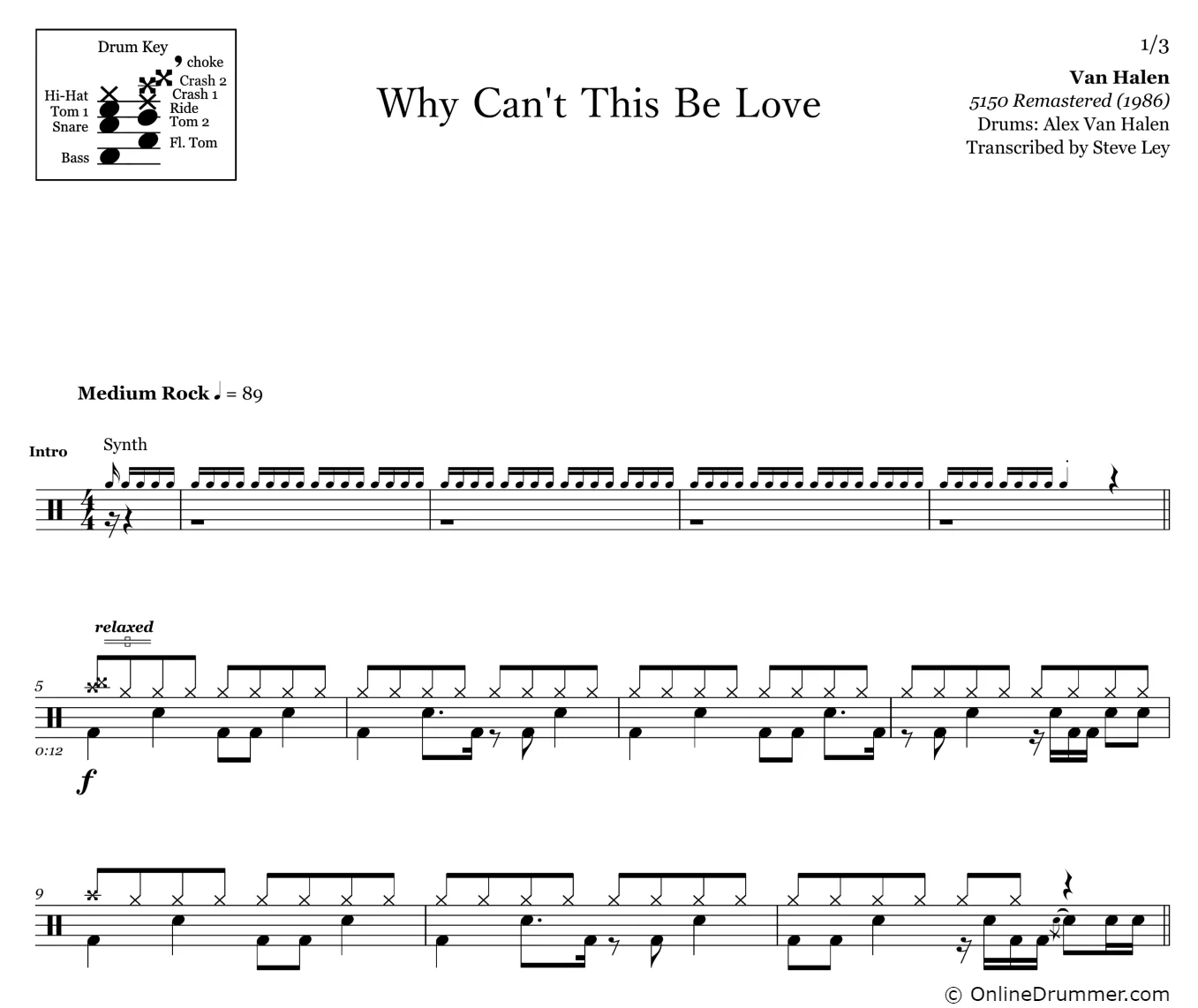 Why Can't This Be Love - Van Halen - Drum Sheet Music - Image 3