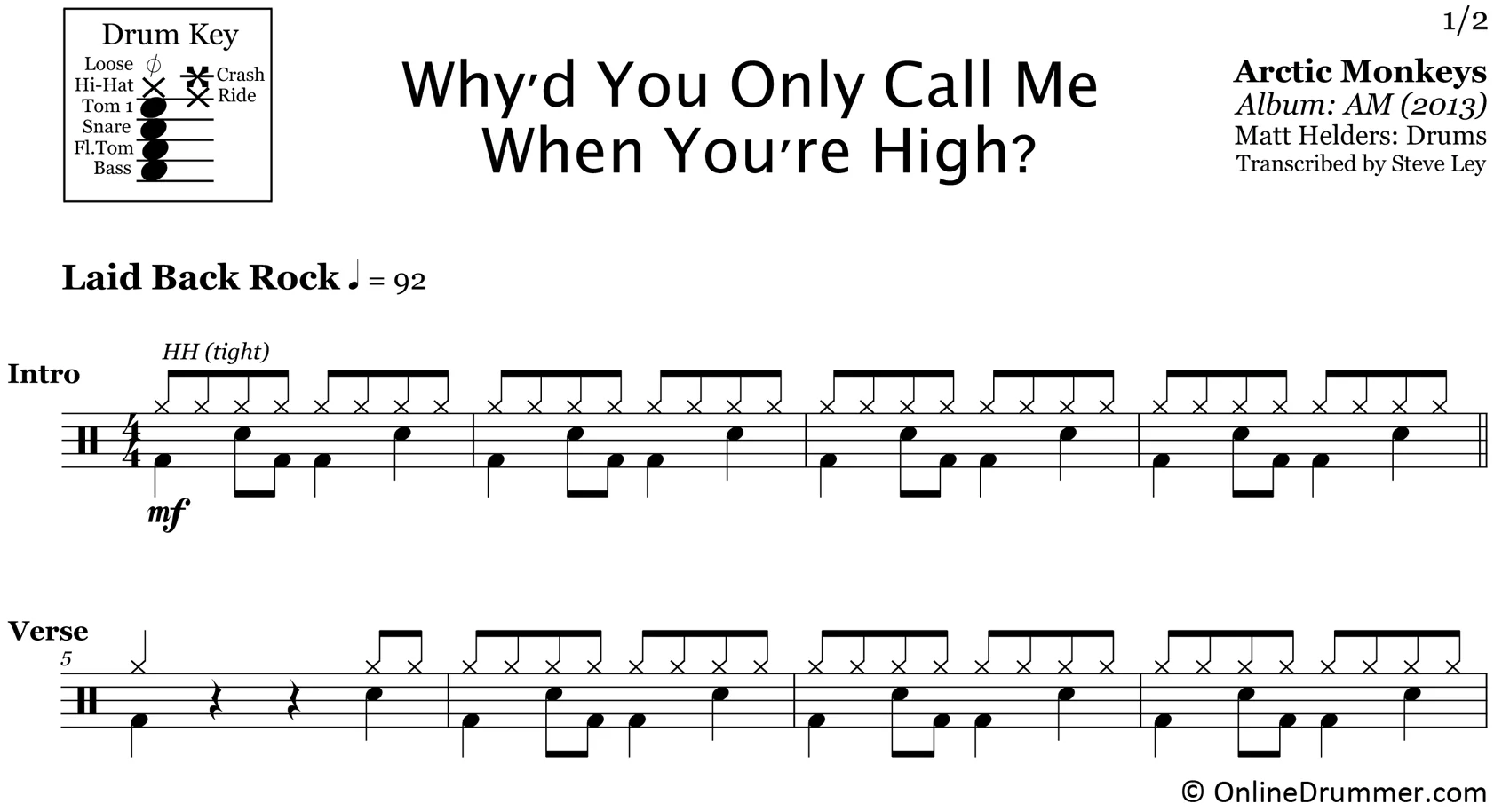 Why'd You Only Call Me When You're High? - Arctic Monkeys - Drum Sheet Music - Image 3