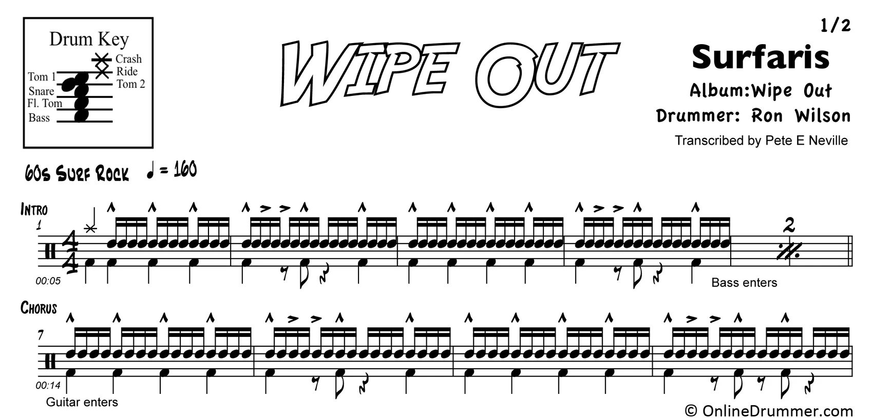 Wipe Out - The Surfaris - Drum Sheet Music - Image 3