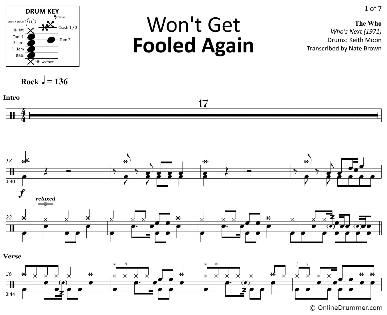 Won't Get Fooled Again - The Who - Drum Sheet Music - Image 3