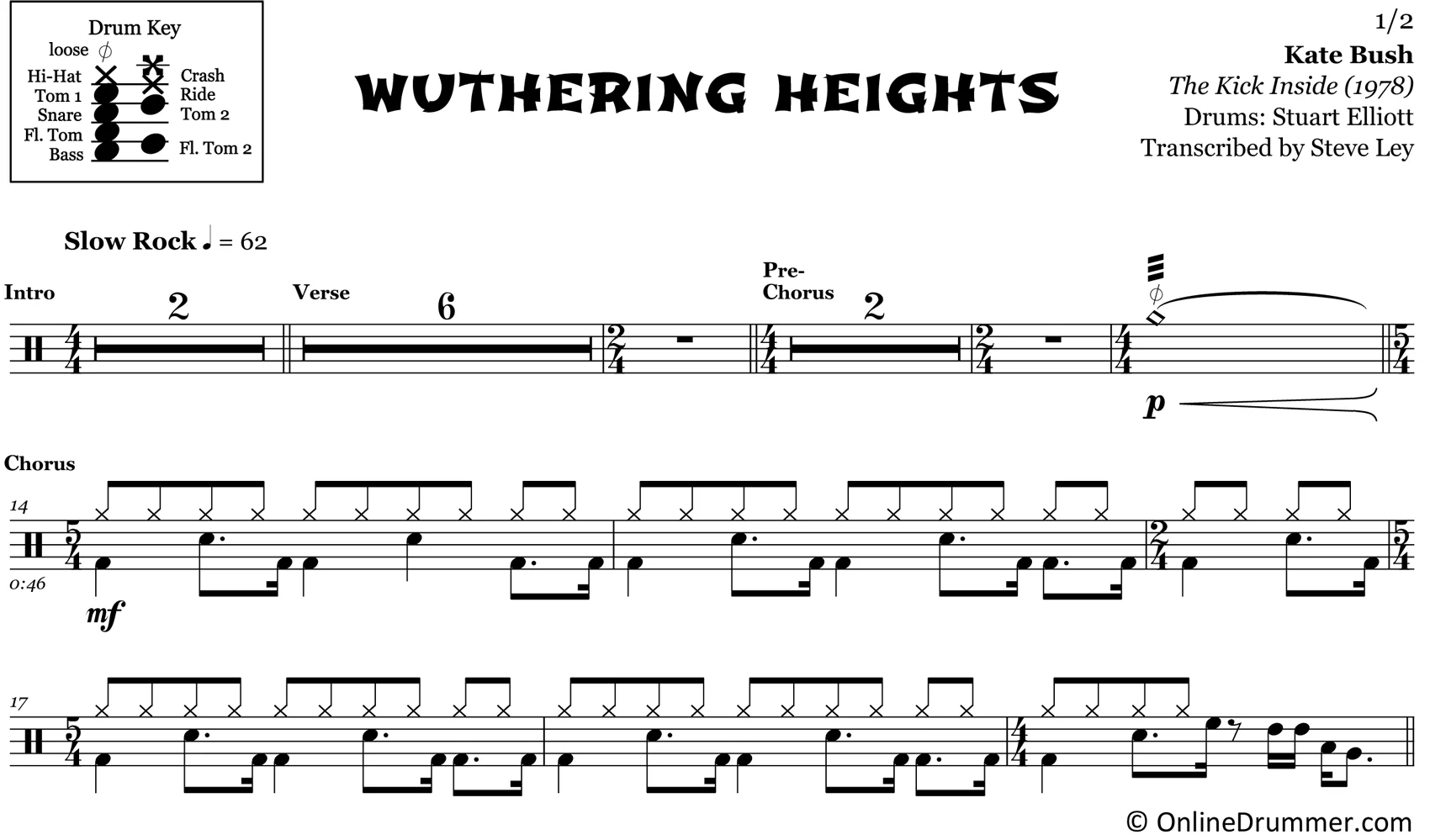 Wuthering Heights - Kate Bush - Drum Sheet Music - Image 3