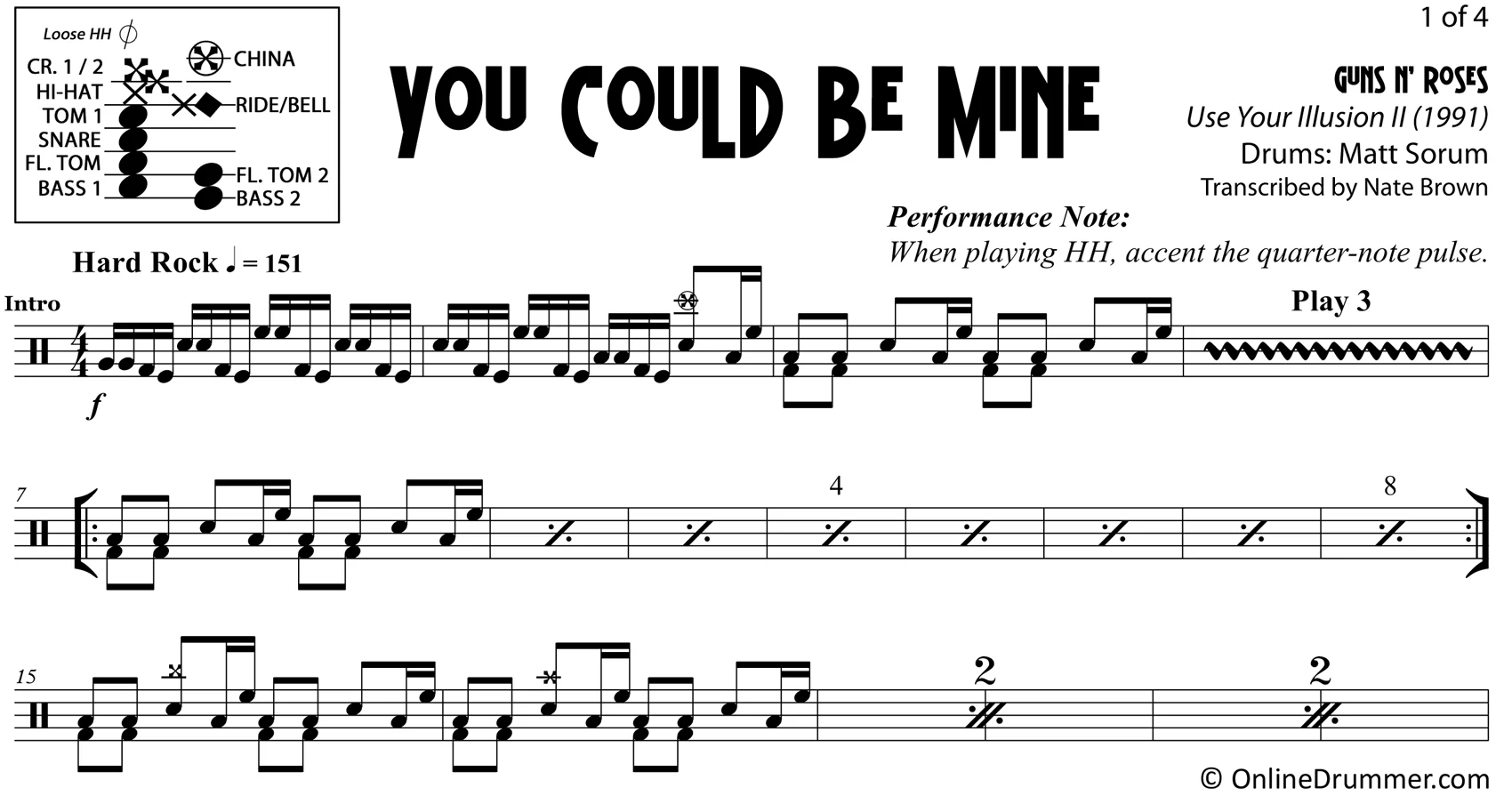 You Could Be Mine - Guns N Roses - Drum Sheet Music - Image 3
