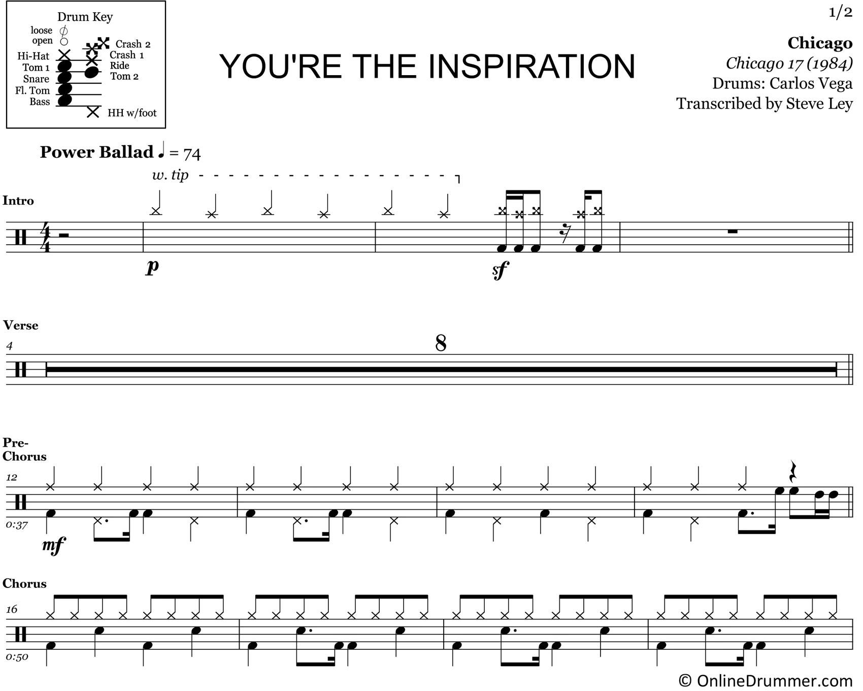 You're the Inspiration - Chicago - Drum Sheet Music - Image 3