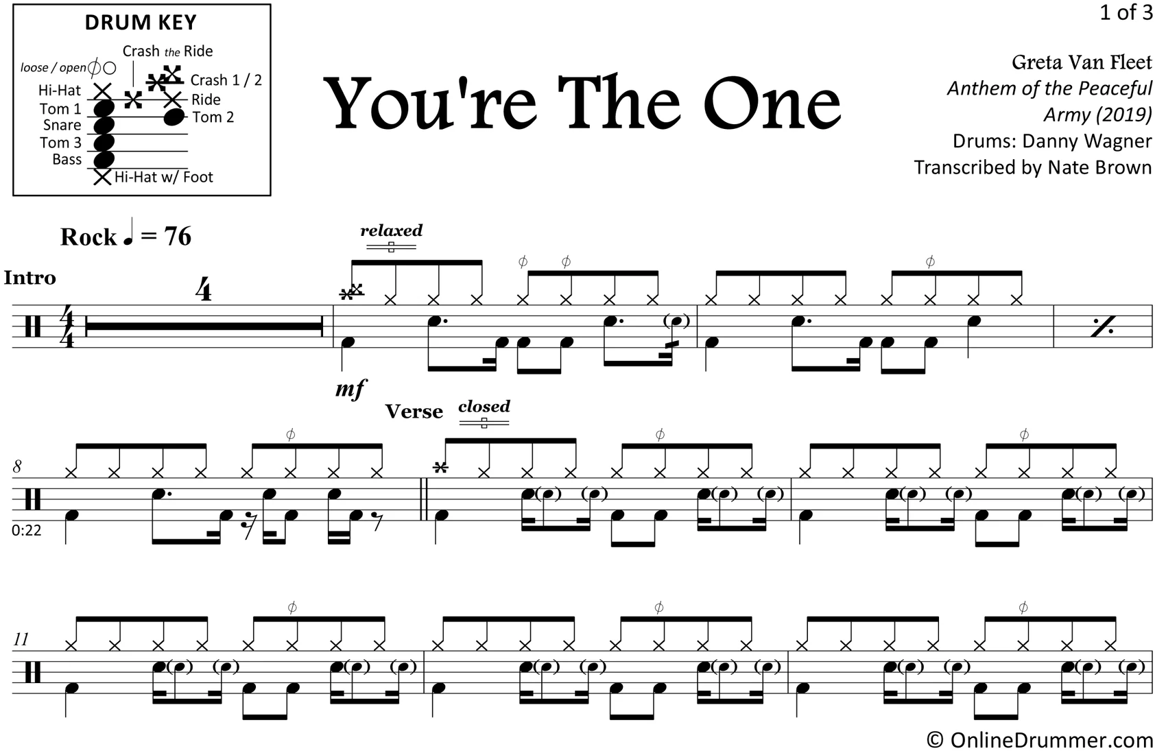You're The One - Greta Van Fleet - Drum Sheet Music - Image 3