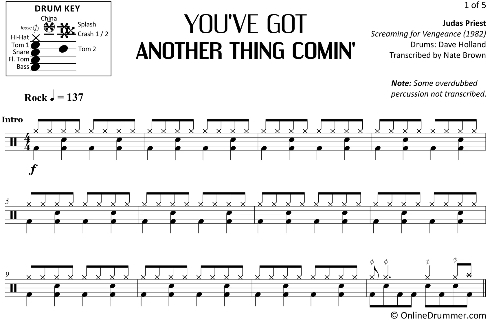 You've Got Another Thing Comin' - Judas Priest - Drum Sheet Music - Image 3