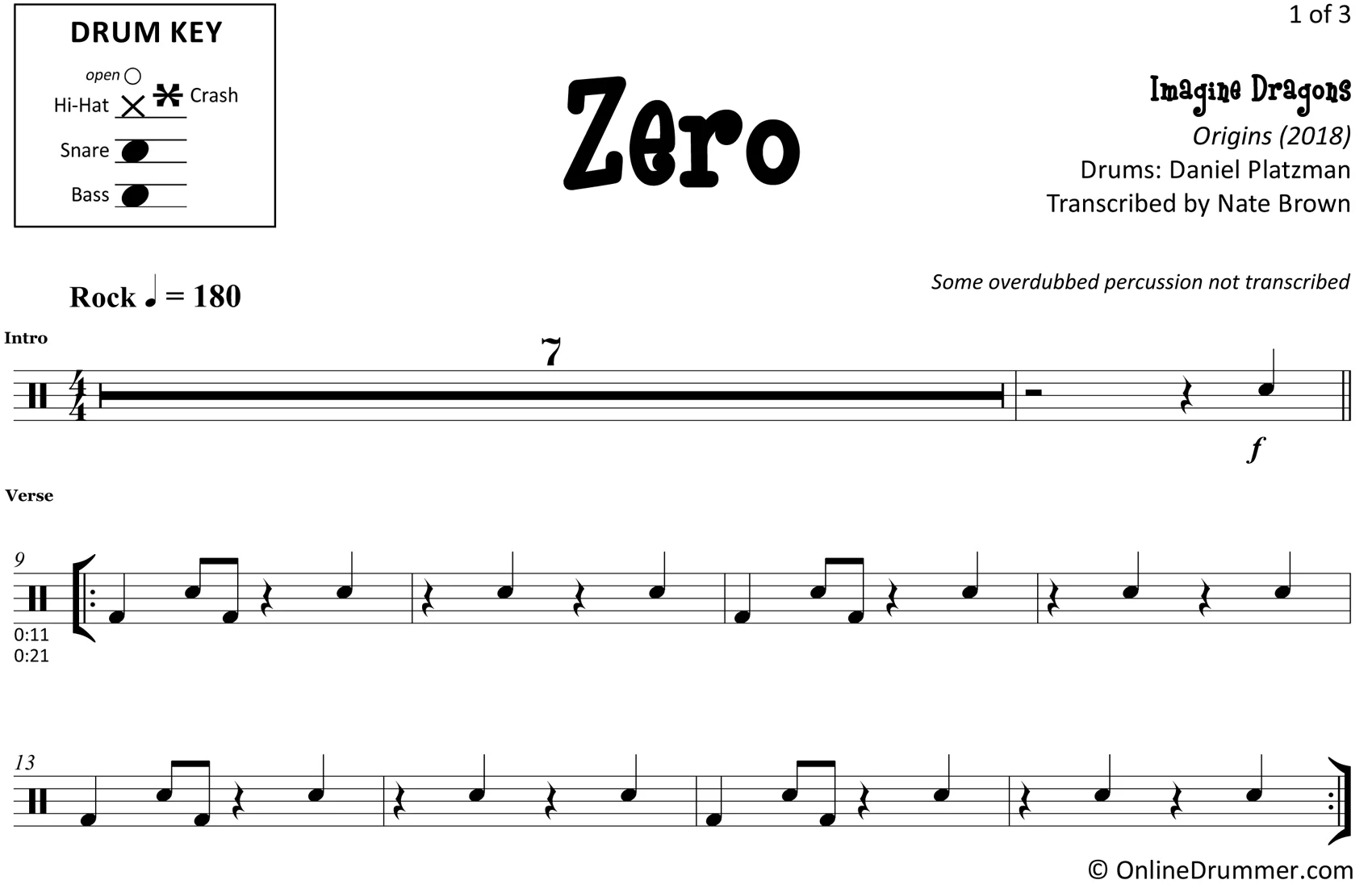 Zero - Imagine Dragons - Drum Sheet Music - Image 3