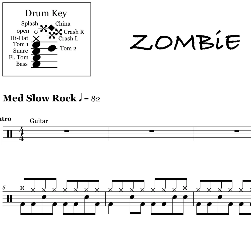 Zombie - The Cranberries - Drum Sheet Music - Image 2